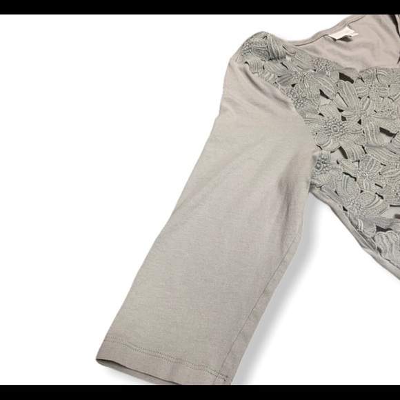 J JILL FLORAL LACE OVERLAY 3/4 SLEEVE PULLOVER - Picture 5 of 8